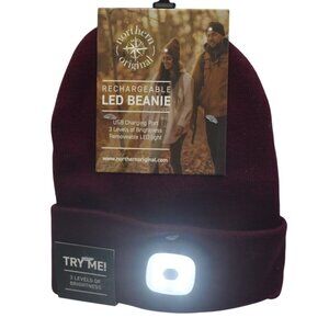 Northern Original Rechargeable LED Beanie Winter Hat Burgundy USB Charging